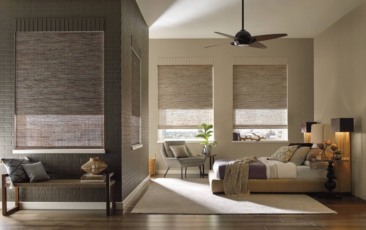 Hunter Douglas Provenance® Woven Wood Shades in a room painted with Benjamin Moore paint near Lexington, South Carolina (SC)