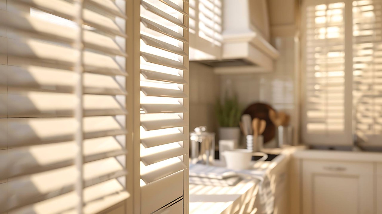 Modern kitchen featuring house shutters near Lexington, SC