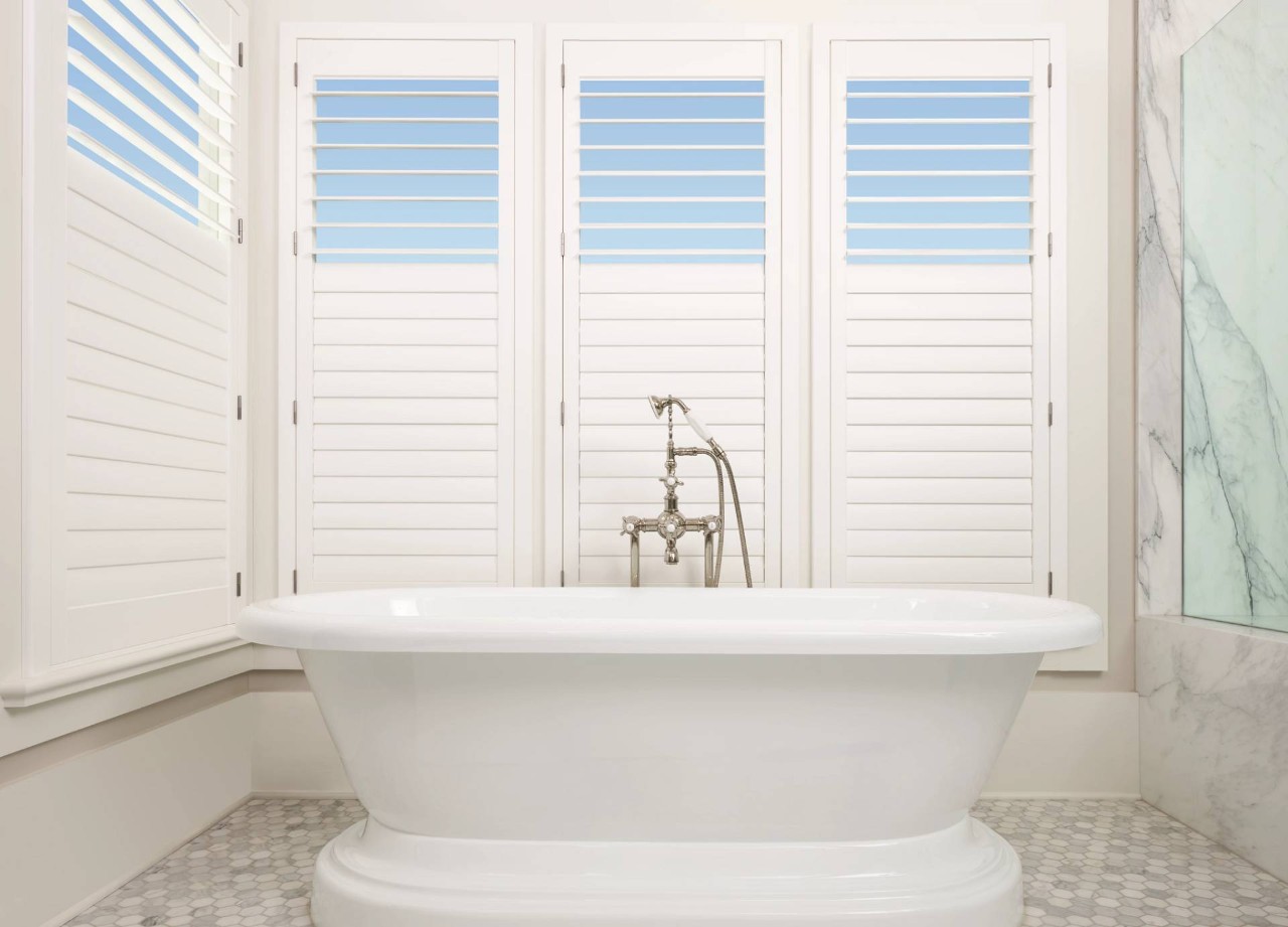 Hunter Douglas shutters in a bathroom near Lexington, SC